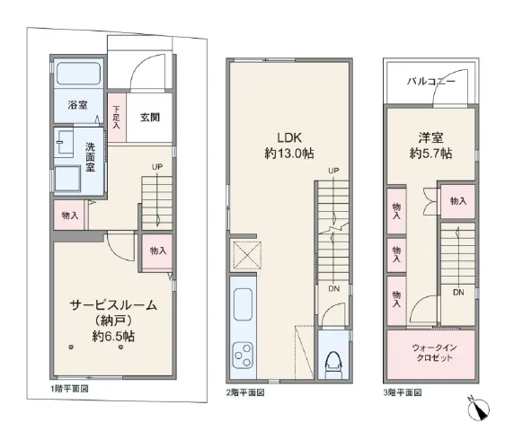 馬込駅 徒歩4分 構造:木造土地面積:43.67平米 ( 13.21坪 ) 建物面積:65.3平米 ( 19.75坪 )