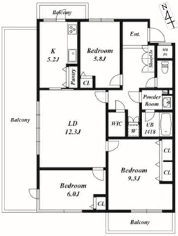 石川台駅 徒歩8分 構造:鉄筋コンクリート造専有面積:94.86平米 ( 28.69坪 )