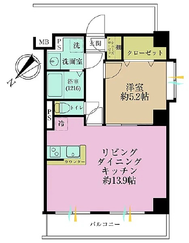 荏原中延駅 徒歩9分 構造:鉄筋コンクリート造専有面積:44.78平米 ( 13.54坪 )